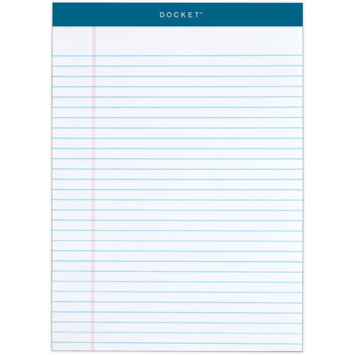 TOPS Docket Letr-Trim Legal Ruled White Legal Pads - 50 Sheets - Double Stitched - 0.34" Ruled - 16 lb Basis Weight - 8 1/2" x 11 3/4" - White Paper - Marble Green Binding - Perforated, Hard Cover, Resist Bleed-through - 12 / Pack