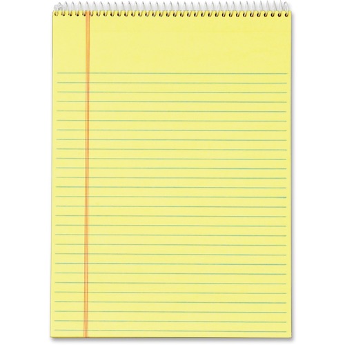 TOPS Docket Perforated Wirebound Legal Pads - Letter - 70 Sheets - Wire Bound - 0.34" Ruled - 16 lb Basis Weight - Letter - 8 1/2" x 11" - 11" x 8.5" - Canary Paper - Perforated, Hard Cover, Spiral Lock, Stiff-back - 3 / Pack