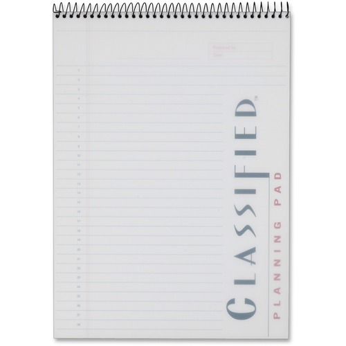 TOPS Docket Gold Classified Planning Pad - 70 Sheets - Spiral - 20 lb Basis Weight - 8 1/2" x 11 3/4" Sheet Size - White Paper - Chipboard Cover - Perforated, Heavyweight, Numbered - 1 Each