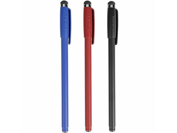 Image for Targus Antimicrobial Stylus & Pen (3 Pack) - 3 Pack - Rubber - Black, Red, Blue from HP2BFED