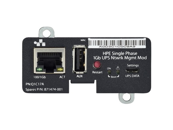 Image for HPE Single Phase 1Gb UPS Network Management Module - 1 x Network (RJ-45) Port(s) - Serial from HP2BFED