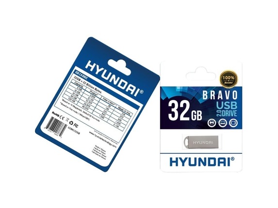 Image for Hyundai Bravo 2.0 USB Flash Drive - 32 GB - USB 2.0 - Metal Silver from HP2BFED