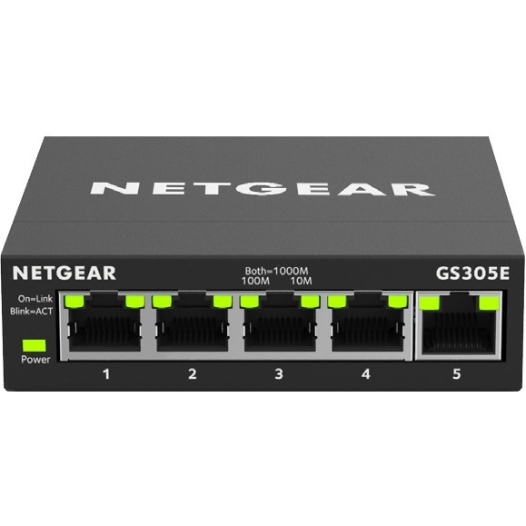 Netgear (GS305E-100NAS) Ethernet Switch - 5 Ports - Manageable - 2 Layer Supported - Twisted Pair - 3 Year Limited Warranty