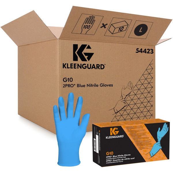 Kleenguard G10 Blue Nitrile Gloves - Large Size - For Right/Left Hand ...