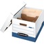 Bankers Box R-Kive DividerBox File Storage Box, Letter, Lift-off Closure, Medium Duty, Fiberboard, White/Blue, 12/Carton Thumbnail 1