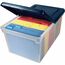 Innovative Storage Designs File Tote with Hinged Lid, Letter, Plastic, Clear/Navy Thumbnail 1