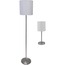 Ledu Slim Line Lamp Set, Table 12 5/8" High and Floor 61 1/2" High, Silver/White Thumbnail 1