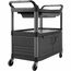 Rubbermaid® Commercial Heavy-Duty 3-Shelf Rolling Service/Utility Cart, with Locking Doors and Sliding Drawer, 300 lb. Capacity, Black Thumbnail 1