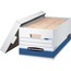 Bankers Box STOR/FILE 701 Medium-Duty Storage Box, Letter, 650 lb, Lift-off Closure, White/Blue, 4/Carton Thumbnail 1