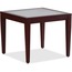 Lorell® Table, Glass Top, Mahogany Frame, 20" H x 23.63" W x 23.63" D Thumbnail 1