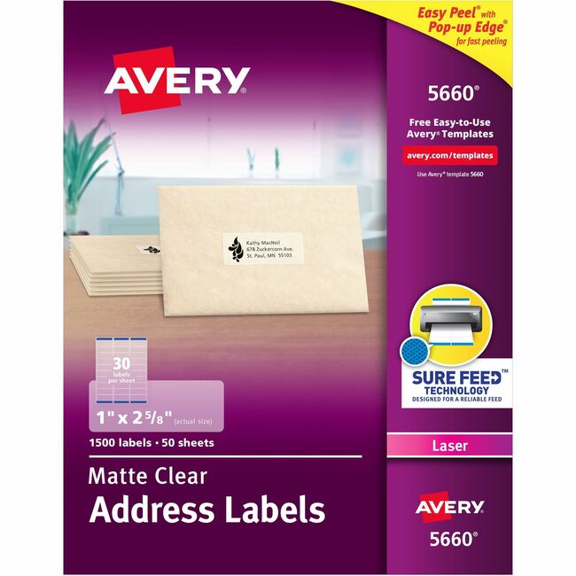 Avery® Matte Clear Easy Peel Address Labels