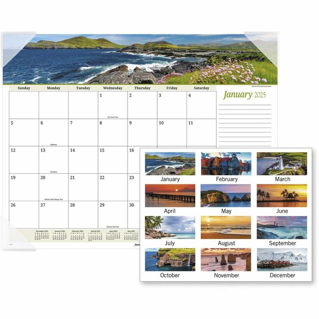 At-A-Glance Panoramic Seascape Scene Monthly Desk Pad