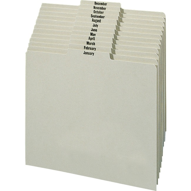 Smead 100% Recycled Pressboard Guides, Monthly Indexed Sets