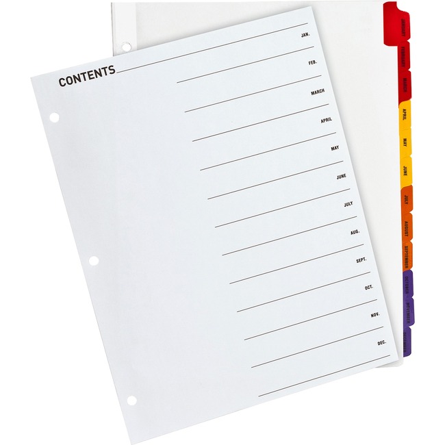 Sparco Jan-Dec Quick Index Dividers