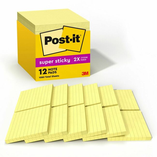 Post-it Super Sticky Notes Cabinet Pack, 4 in x 4 in , Canary Yellow, Lined