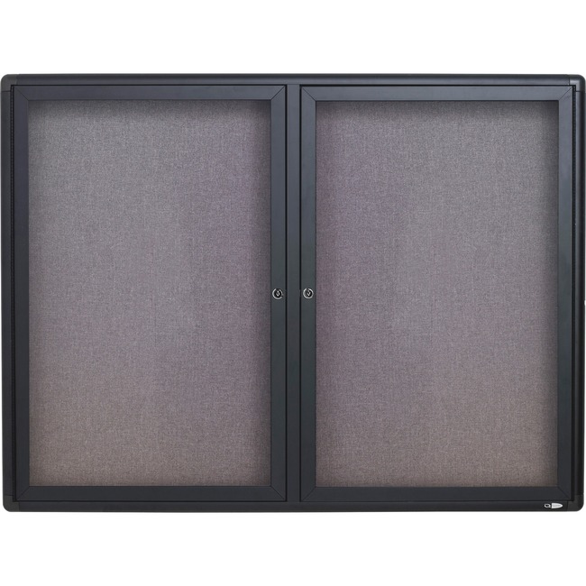 Quartet® Enclosed Radius Fabric Bulletin Board, 4' x 3', 2 Door, Graphite Frame
