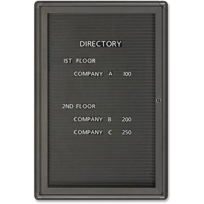 Quartet® Radius Design Changeable Letter Directory, 2' x 3', 1 Door, Graphite Frame