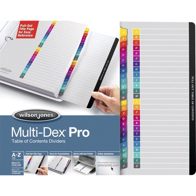 Wilson Jones® MultiDex® Pro Dividers, A-Z Tab Index, Multicolor Tabs