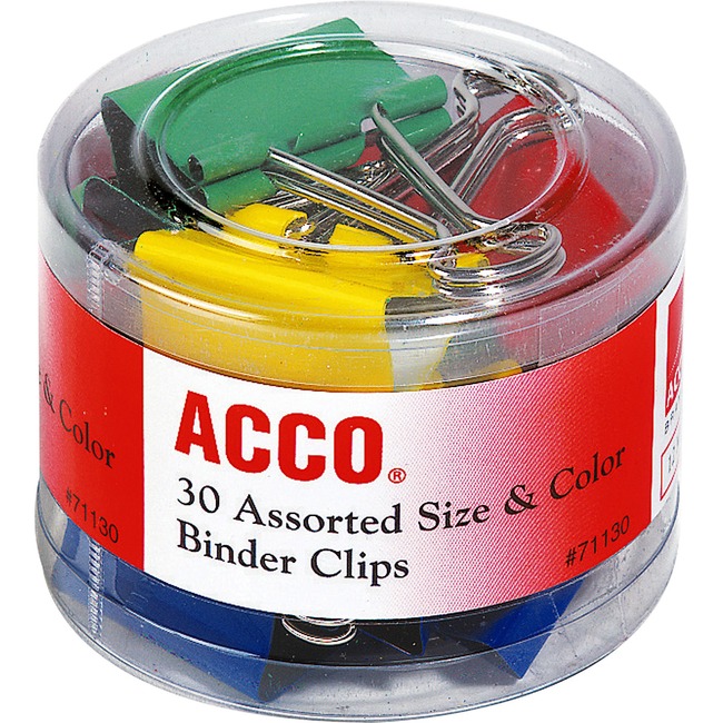 ACCO® Binder Clips, Assorted Sizes & Colors, 30/Pack