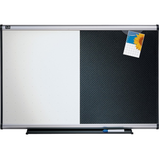 Quartet® Prestige® Combination Board, 3' x 2', Total Erase®/Embossed Foam, Aluminum Frame