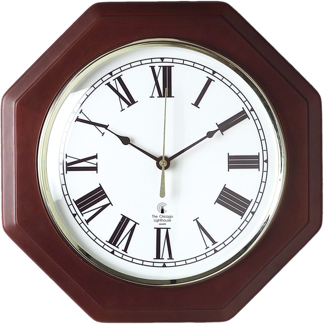 Chicago Lighthouse Octagon Mahogany Frame Clock