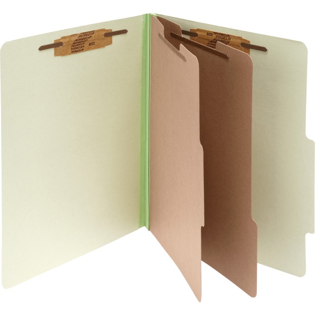ACCO® Pressboard 6-Part Classification Folders, Legal, Leaf Green, Box of 10