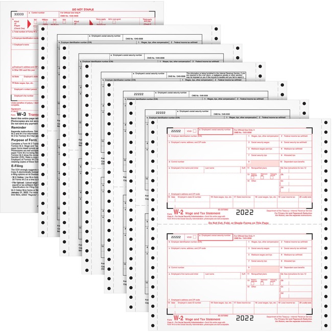 TOPS Carbonless Standard W-2 Tax Forms