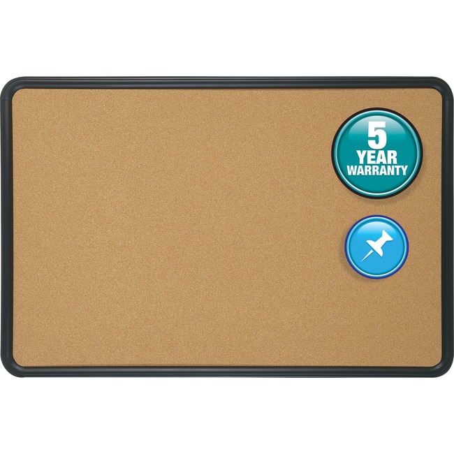 Quartet® Contour® Cork Bulletin Board, 3' x 2', Black Plastic Frame