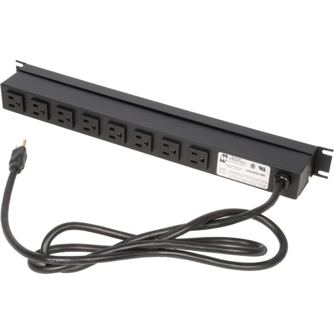 15AMP POWER STRIP WITH 6FT CORD. 8 RECEPTICLES REAR FACING. NEMA 5-15 ...