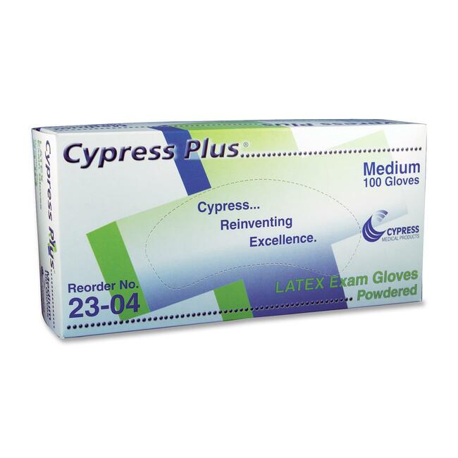 Cypress Plus Lightly Powdered Smooth Latex Examination Gloves