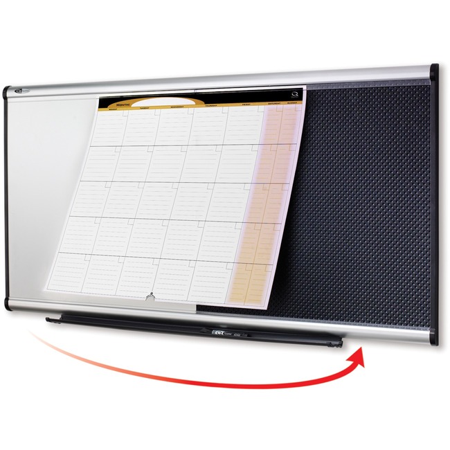 Quartet® Prestige® Total Erase® 3-In-1 Combination Board, 3' x 2', Whiteboard, Bulletin Board & Calendar