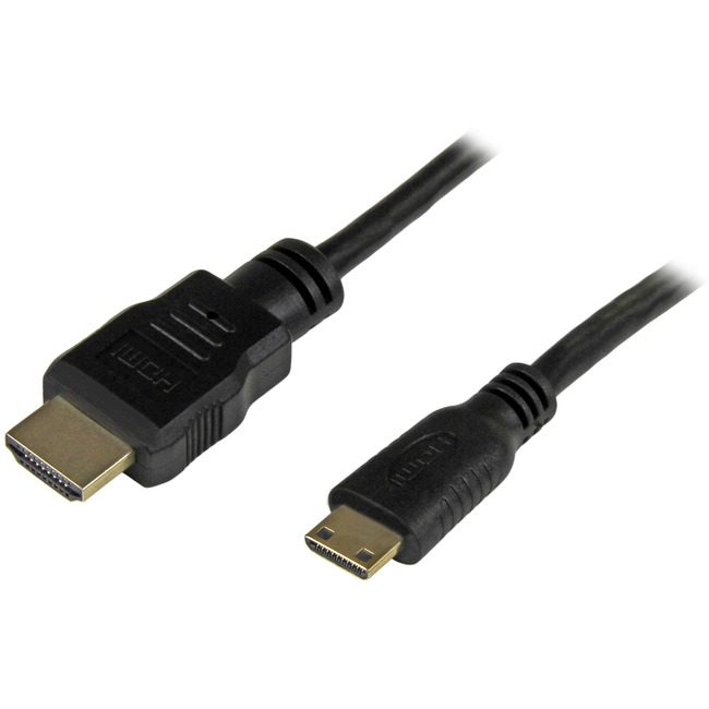 StarTech.com 6ft Mini HDMI to HDMI Cable with Ethernet, 4K 30Hz High Speed Mini HDMI 1.4 (Type-C) Device to HDMI Adapter Cable/Cord, M/M