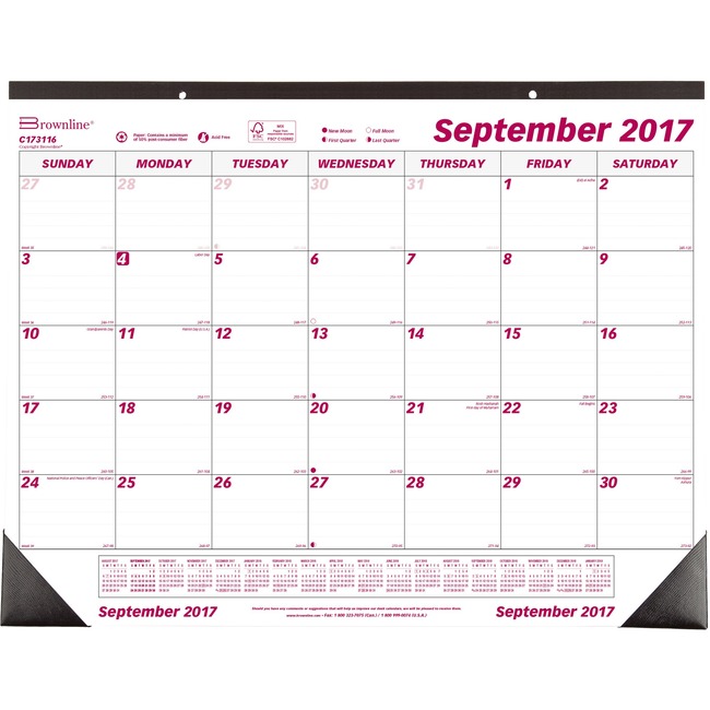 Brownline Monthly Desk Pad/Wall Calendar