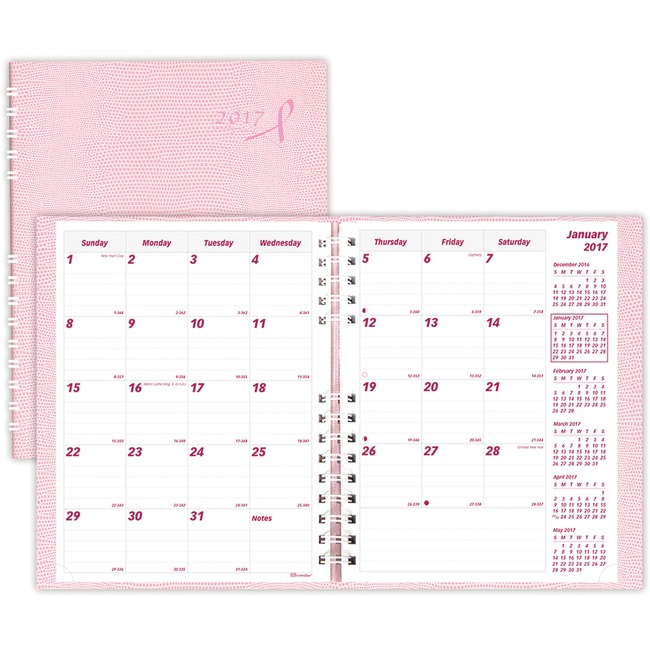 Brownline CoilPRO Pink Hard Cover Monthly Planner