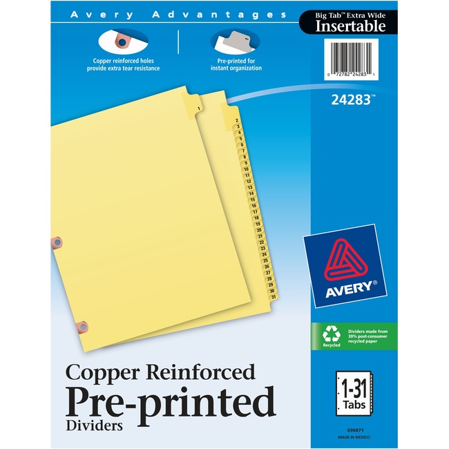 Avery Copper Reinforced Preprinted Index Divider