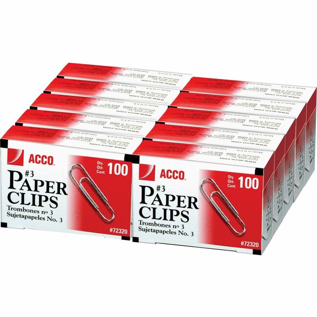 ACCO® Economy #3 Paper Clips, Smooth Finish, 15/16