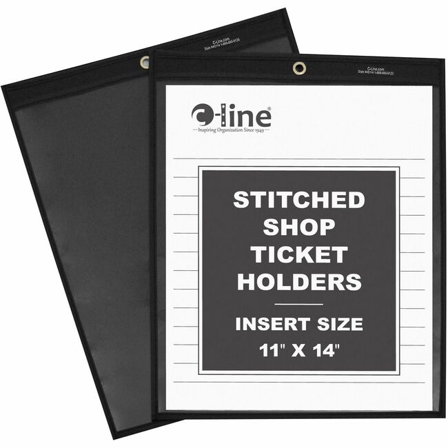 C-Line Shop Ticket Holders, Stitched, One Side Clear, 11 x 14, 25/BX, 45114