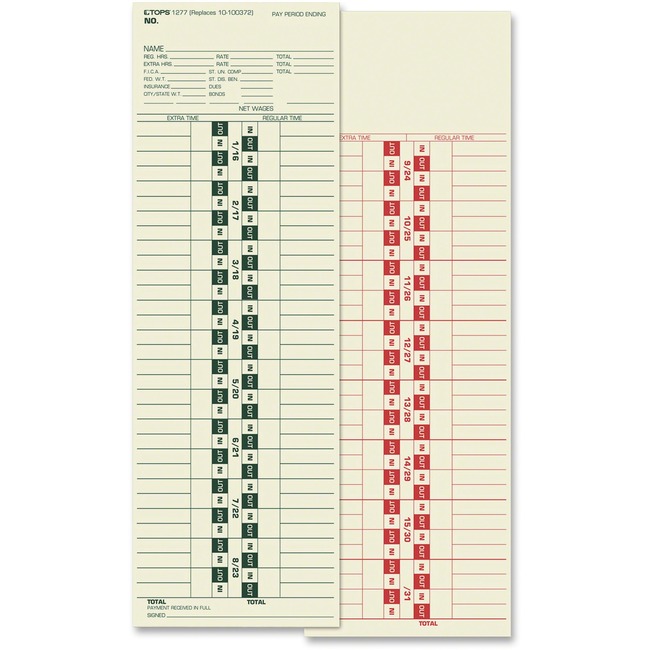 TOPS Semi-monthly Manila Time Cards