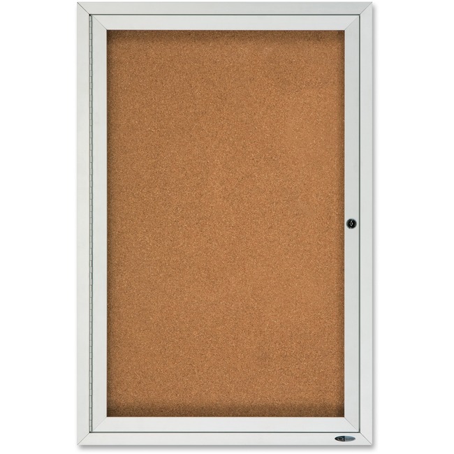 Quartet® Enclosed Cork Bulletin Board for Outdoor Use, 2' x 3', 1 Door, Aluminum Frame