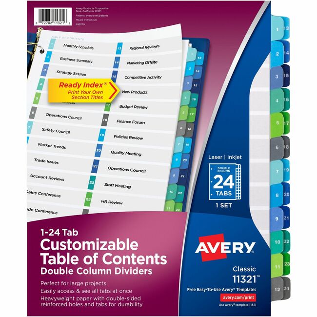 Avery® Ready Index Customizable Table of Contents Double Column Dividers