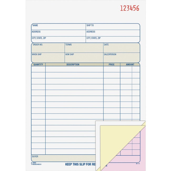 Adams Carbonless Sales/Order Book