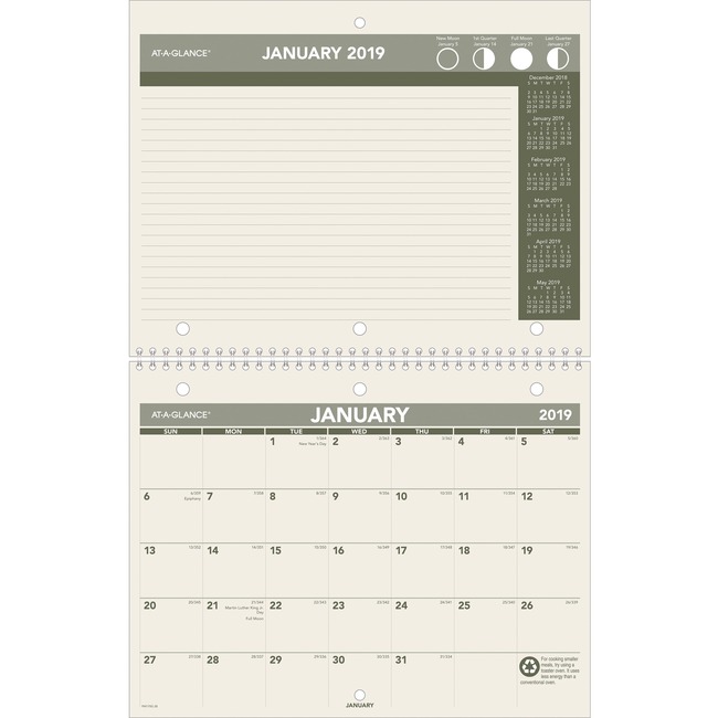 At-A-Glance 100% PCW Monthly Wall Calendar