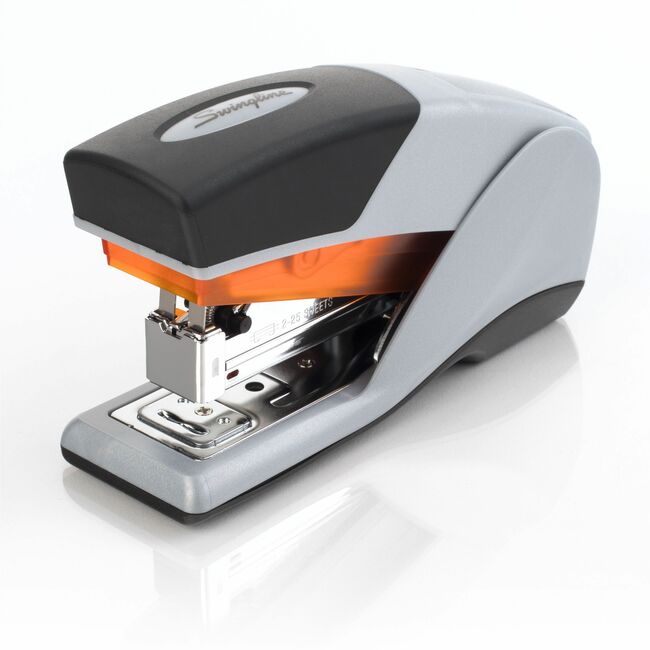 Swingline® Optima® 25 Compact Reduced Effort Stapler, 25 Sheets, Gray/Orange