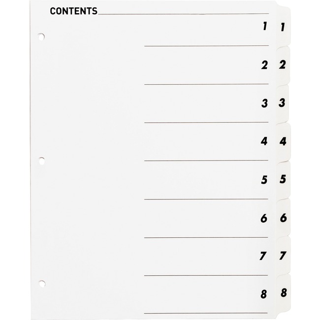 Sparco Quick Index Dividers with Table Of Cont. Page