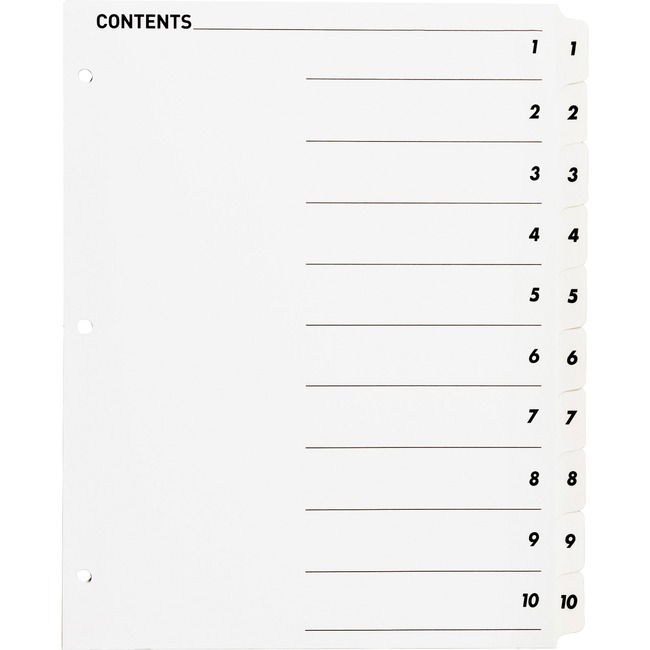 Sparco Quick Index Dividers with Table Of Cont. Page