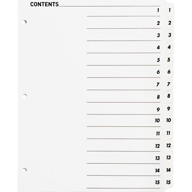 Sparco Quick Index Dividers with Table Of Cont. Page