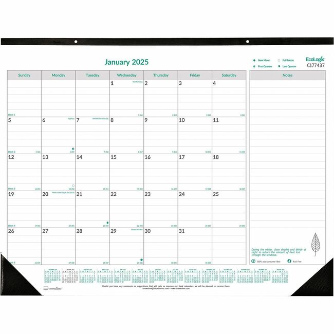 Brownline Recycled 1PPM Monthly Desk Pad