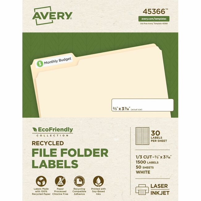 Avery EcoFriendly Permanent File Folder Labels