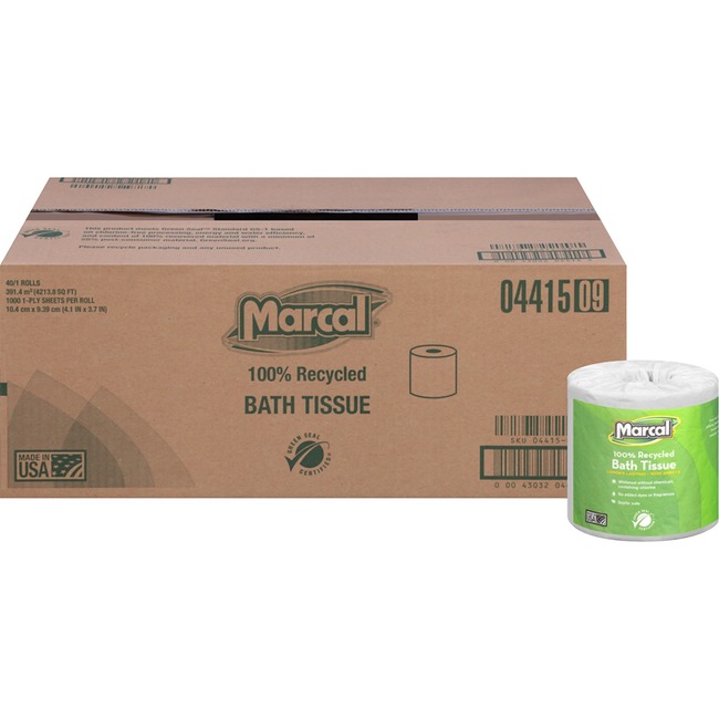 Marcal 100% Recycled, Long-Lasting Bath Tissue