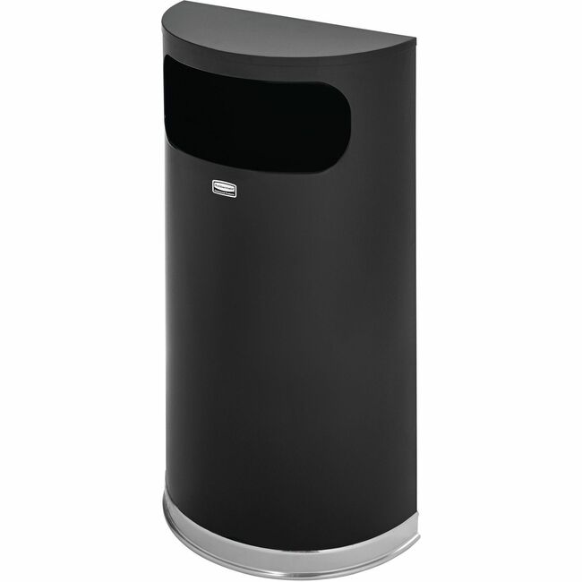 Rubbermaid Commercial Black/Chrome Half Round Receptacle